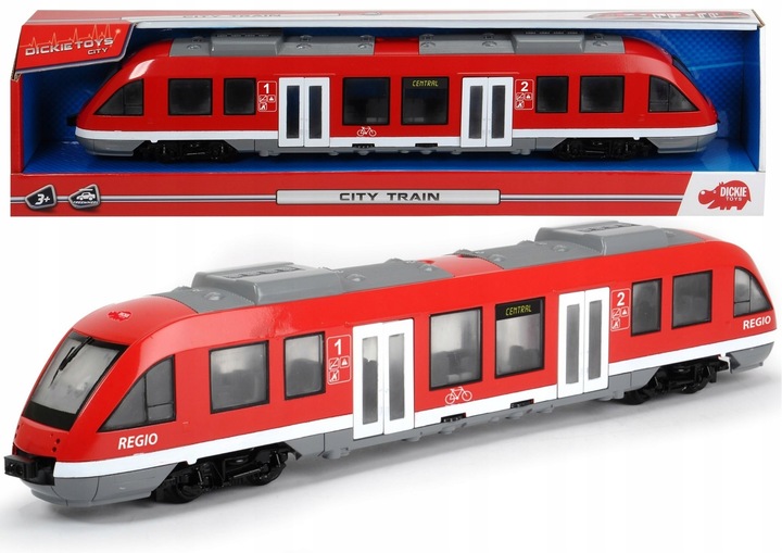 WIELKI POCIĄG MIEJSKI SZYBKI TRAMWAJ KOLEJKA OTWIERANE DRZWI POJAZD 45 CM