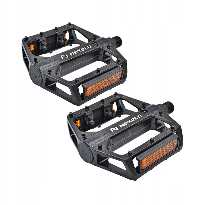 Pedały rowerowe MTB BMX aluminiowe Z ODBLASKAMI do roweru 9/16 cala CZARNE