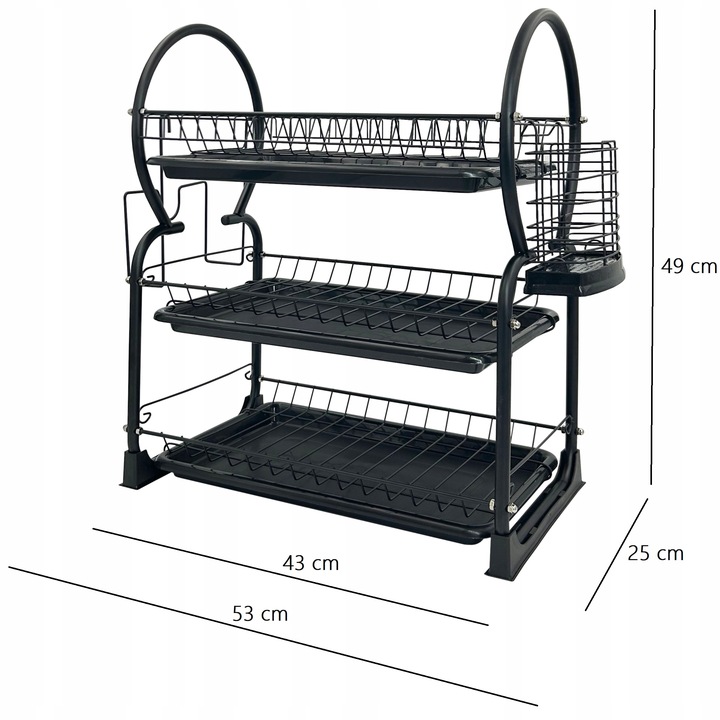 SUSZARKA DO NACZYŃ Z OCIEKACZEM NA TALERZE KUBKI SZTUĆCE 3 POZIOMOWA DUŻA