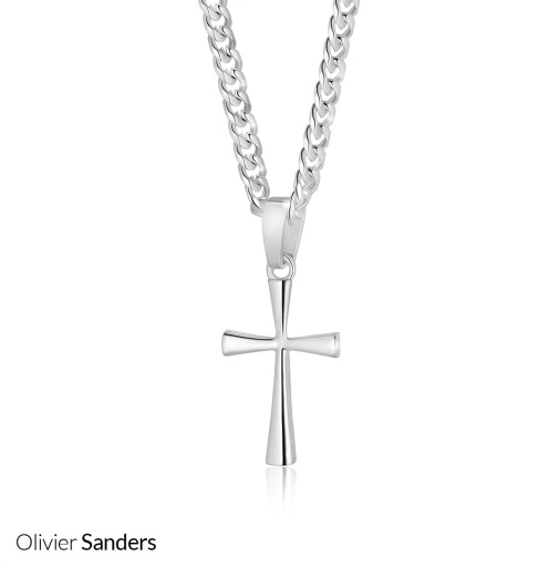 SREBRNY ŁAŃCUSZEK Z KRZYŻYKIEM NASZYJNIK MĘSKI PANCERKA 925 GRAWER CHŁOPAKA