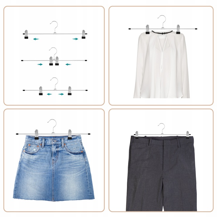 20x 4CONVY Wieszaki z klipsami na spodnie ubrania odzież metalowe