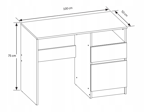 BIURKO BIAŁE KOMPUTEROWE MŁODZIEŻOWE STOLIK SZUFLADY 100cm