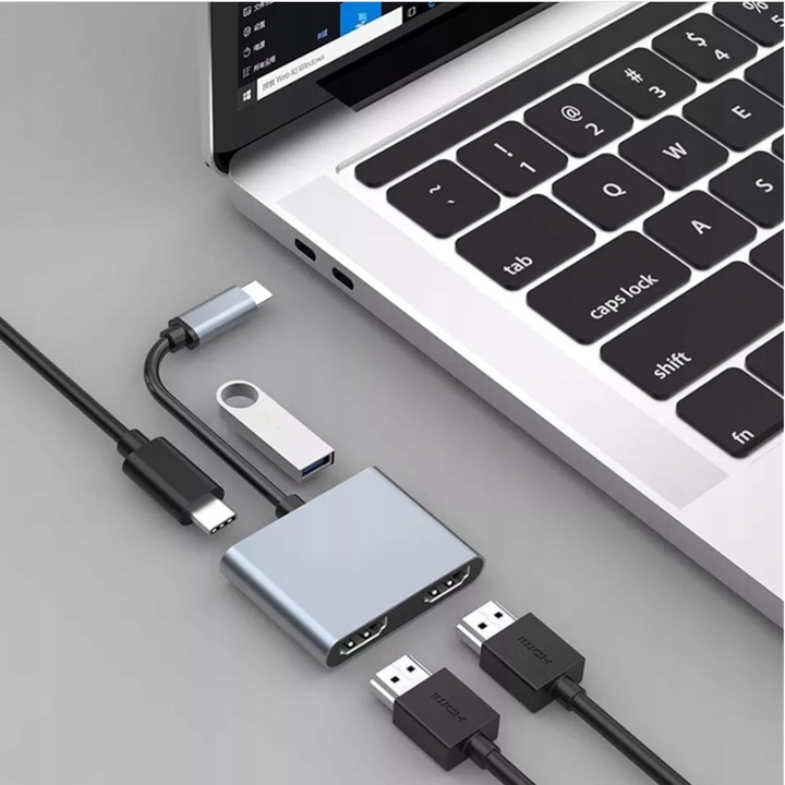 USB C na 2 monitory HDMI, USB3.0 i Power Delivery