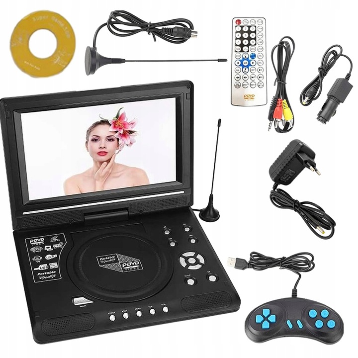 ODTWARZACZ DVD PRZENOŚNY SAMOCHODOWY USB KONSOLA