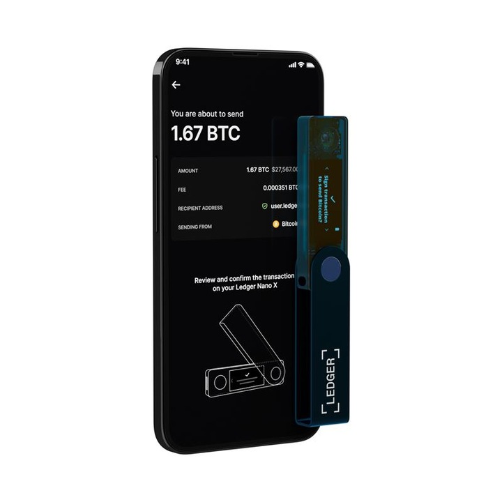 Ledger NanoX bezpieczny portfel kryptowalut BTC ETH Sapphire Blue Bluetooth