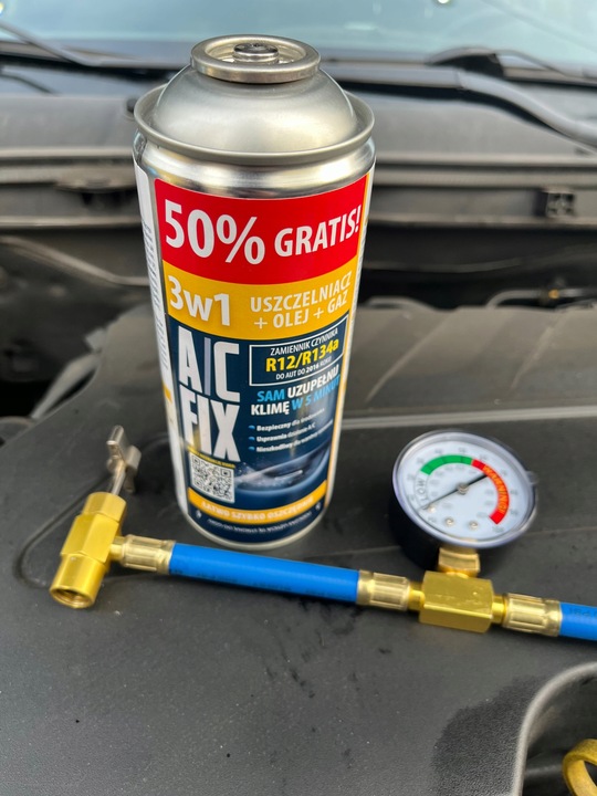 AC FIX CZYNNIK CHŁODNICZY 3w1 R134a Uszczelniacz Olej Przewód z manometrem