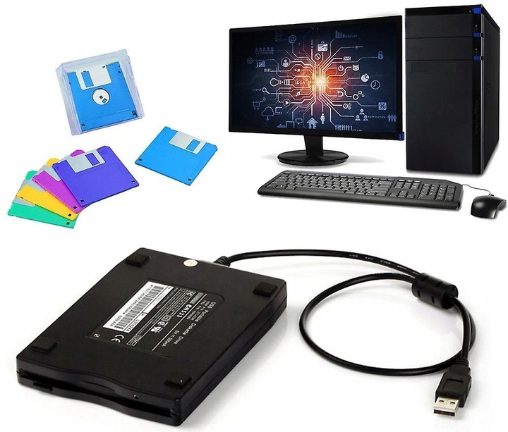 ZEWNĘTRZNA STACJA DYSKIETEK NAPĘD 3,5'' FDD USB SLIM FLOPPY DISK 1.44MB