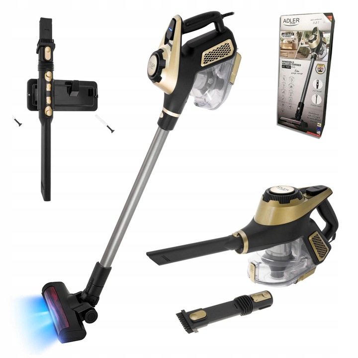 Odkurzacz pionowy bezworkowy Adler Light Gold 700 W z turboszczotką