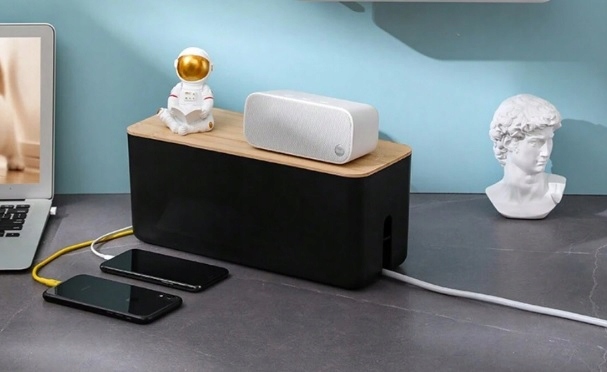 ORGANIZER POJEMNIK PUDEŁKO MASKOWNICA NA KABLE LISTWY DUŻY BIUROWY CZARNY L