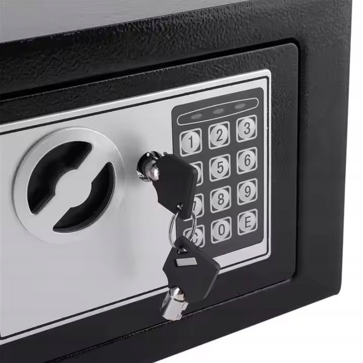 SEJF DOMOWY STALOWY KASETKA ZAMEK ELEKTRONICZNY CYFROWY SZYFR KLUCZ SOLIDNY