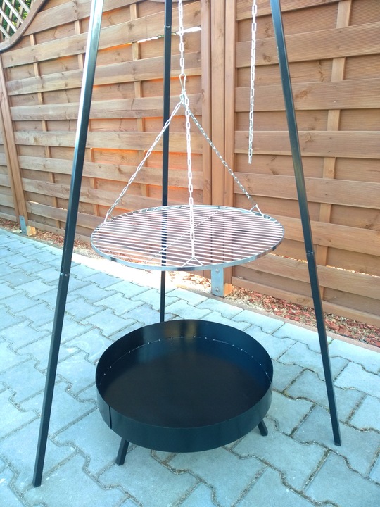 GRILL OGRODOWY WISZĄCY TRÓJNÓG PALENISKO WĘGLOWY 5