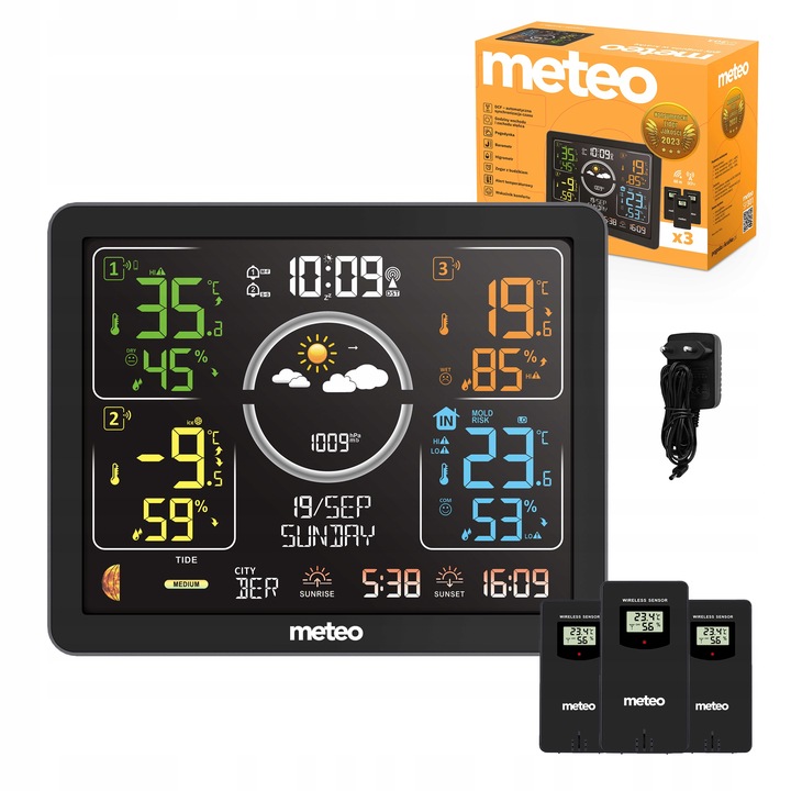 STACJA POGODOWA Z DCF METEO SP301 POGODYNKA HIGROMETR BAROMETR 3