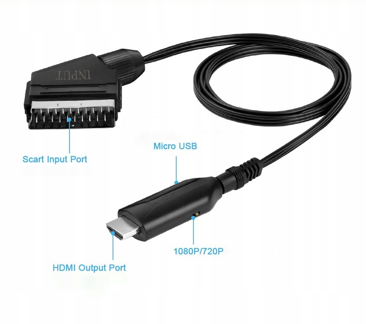Kabel adapter konwerter z Euro Scart do HDMI