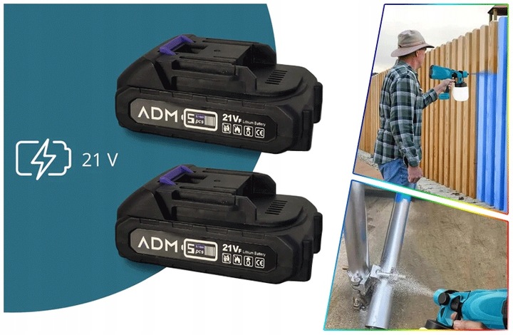 Pistolet Do Malowania Natryskowego Akumulatorowy Agregat 2xBaterie 21V