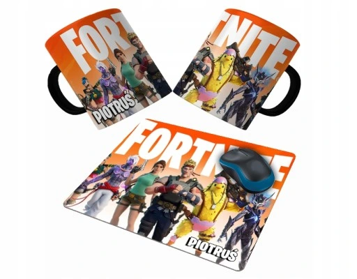 ZESTAW KUBEK + PODKŁADKA - FORTNITE GRA + IMIĘ