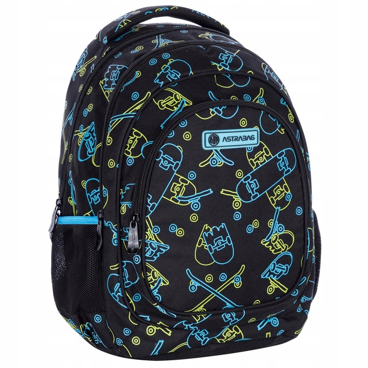 Plecak trzykomorowy Astrabag z motywem deskorolek świecących w ciemności