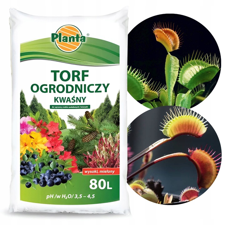 Torf KWAŚNY OGRODNICZY PLANTA DO ROŚLIN KWASOLUBNYCH BORÓWEK 3,0-4,0