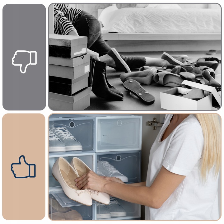 10x Modułowe Pudełka na buty Organizer szafka Pojemnik Składane do