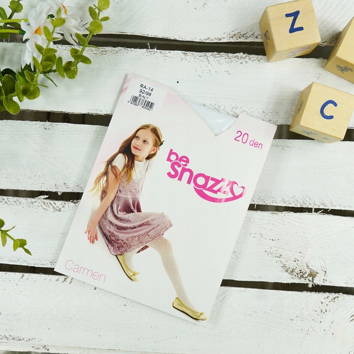 BIAŁE RAJSTOPY KOMUNIA w kropki 140-146 20 DEN