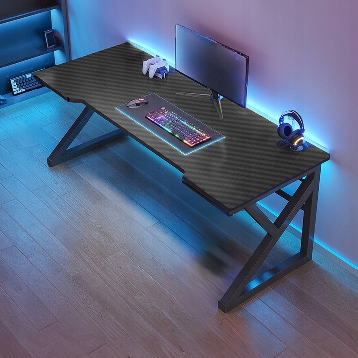 BIURKO GAMINGOWE KOMPUTEROWE CZARNE CARBON NOWOCZESNE DLA GRACZA 120