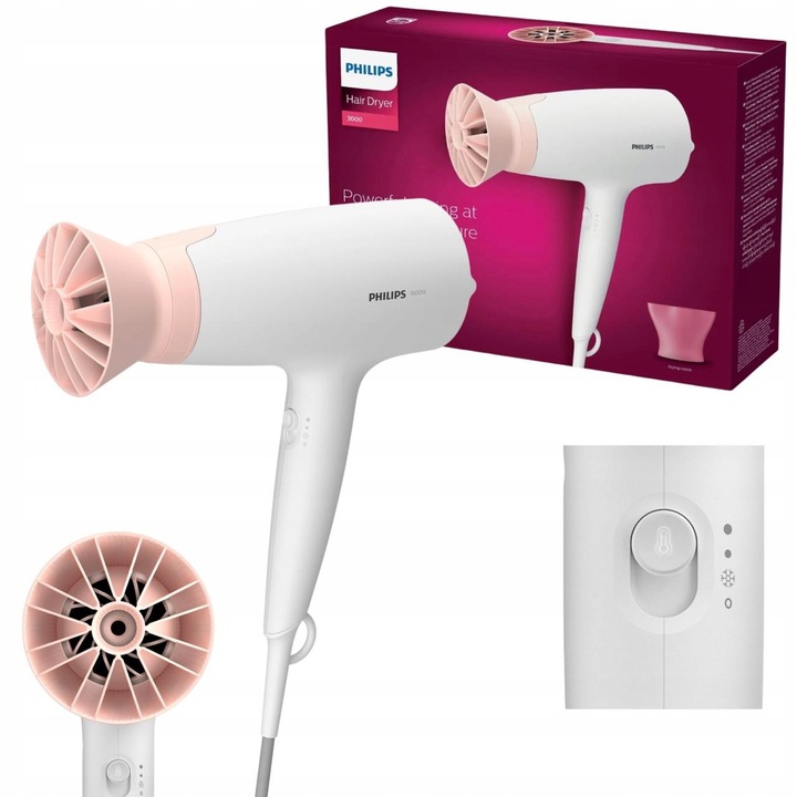 SUSZARKA DO WŁOSÓW nasadka ThermoProtect biała 1600W Philips BHD300/00