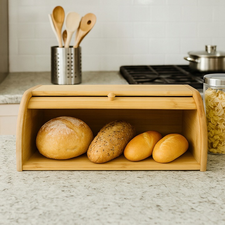 CHLEBAK bambusowy ROLL-TOP duży POJEMNIK na pieczywo EKO kuchnia