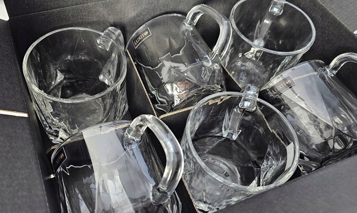 Szklanki do kawy herbaty LUXITO Maks 300ml Komplet szklanek kubków 6szt