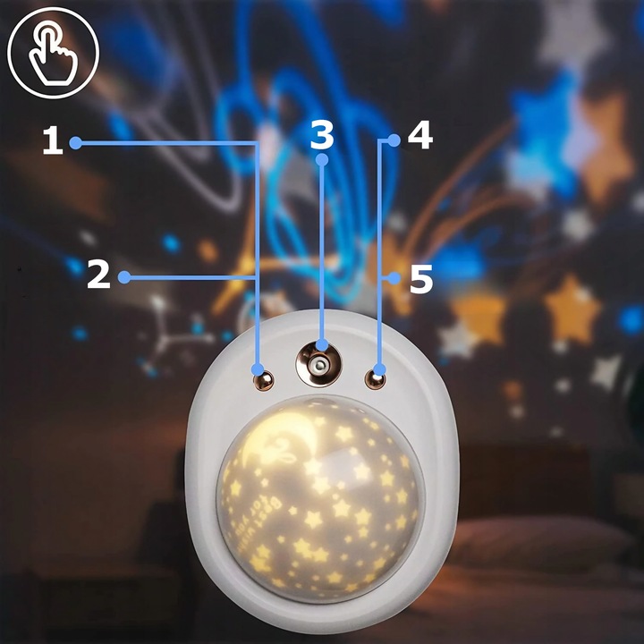 NAWILŻACZ POWIETRZA LAMPKA NOCNA Z PROJEKTOREM GWIAZD TYGRYSEK DLA