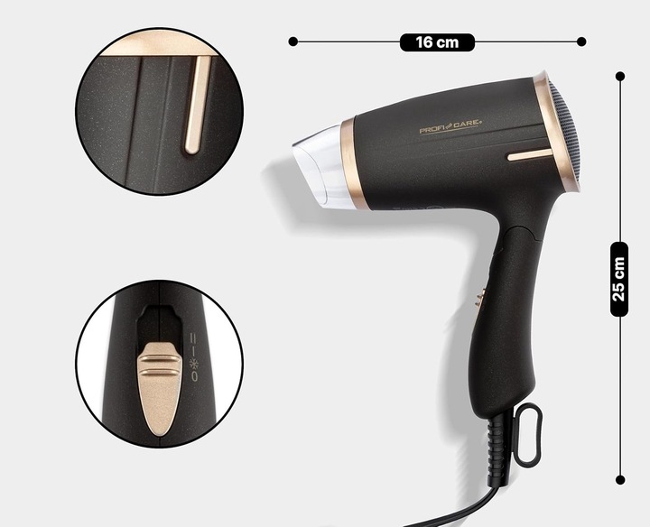 SUSZARKA DO WŁOSÓW SKŁADANA Turystyczna MOCNA 1400W Zimny Nawiew