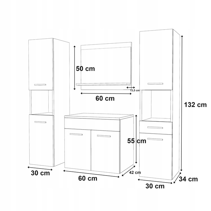 Meble łazienkowe Zestaw mebli łazienkowych PARIS 1 Meble do łazienki