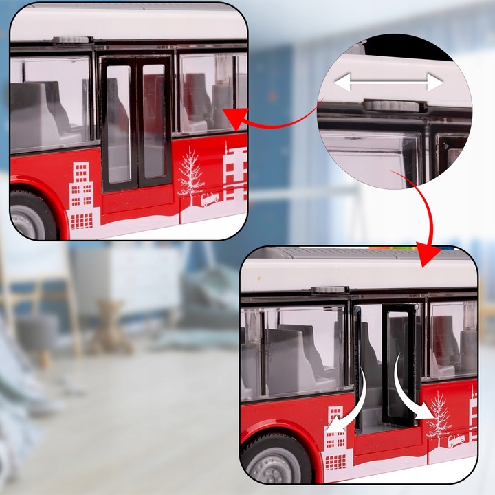 AUTOBUS MIEJSKI INTERAKTYWNY Z NAPĘDEM 1:16 OTWIERANE DRZWI DLA DZIECI