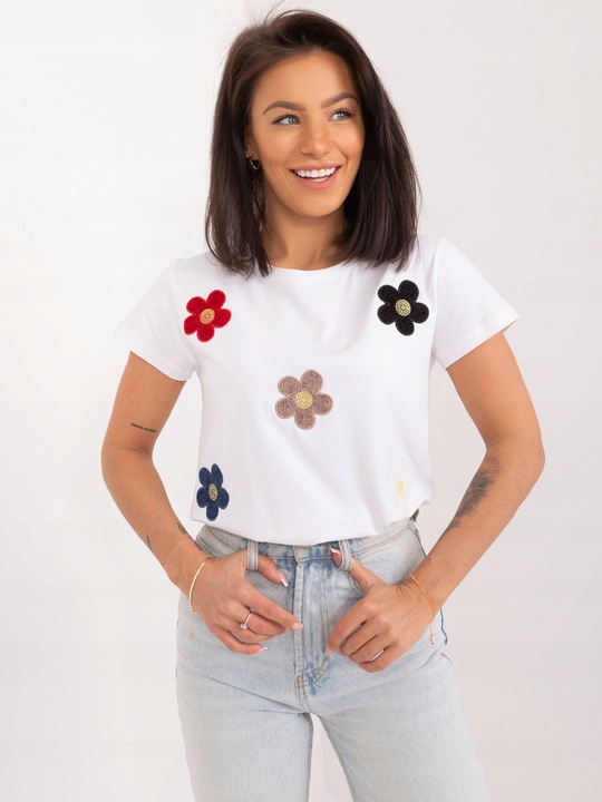 T-SHIRT Z APLIKACJĄ koszulka damska z bawełny