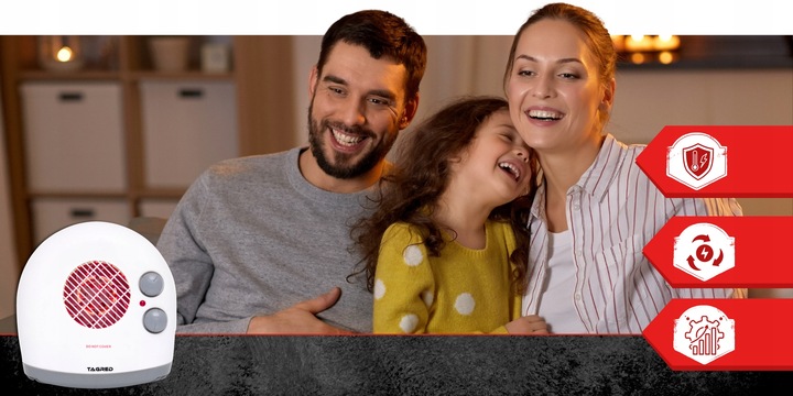 Grzejnik elektryczny Cicha Farelka Mocny Termowentylator 2000W Termostat