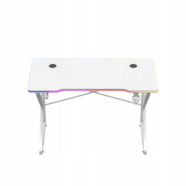 Biurko Gamingowe RGB Stolik Biurowy Gracza LED z Pilotem Carbon Huzaro