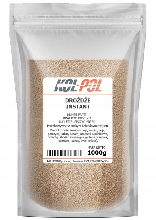 DROŻDŻE PIEKARSKIE SUCHE 1kg Instant do wypieków piekarnicze Kol-Pol