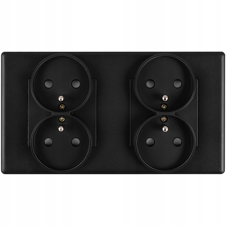 Gniazdo Podwójne Czarne Zestaw Ramka Podwójna i 2 x Gniazdko MIUUN Leo