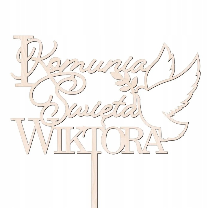 TOPPER dekoracja imię KOMUNIA ŚWIĘTA NAPIS NA TORT