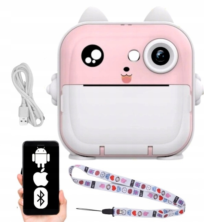 DRUKUŚ DRUKARKA APARAT NATYCHMIASTOWY FOTOGRAFICZNY MINI TERMICZNA RÓŻOWY