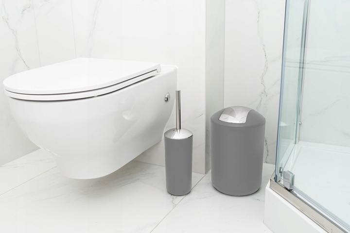 ZESTAW ŁAZIENKOWY 6 ELEMENTÓW AKCESORIA DO WC KOSZ DOZOWNIK SZARY