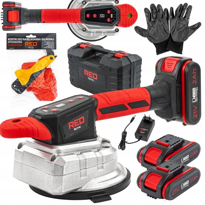 PRZYSSAWKA WIBRACYJNA DO PŁYTEK 100KG WIBRATOR DO POZIOMOWANIA 2x2AH