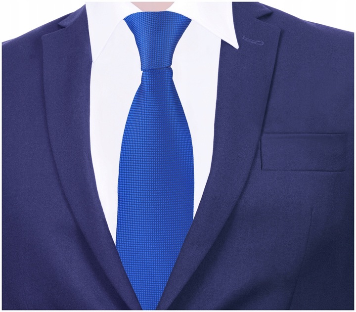 ŻAKARDOWY Krawat Męski w Groszki Chabrowy rc51