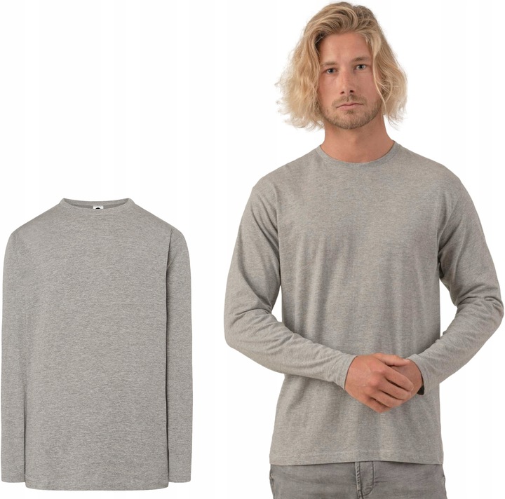 Podkoszulek męski z długim rękawem BAWEŁNIANY SZARY bez ocieplenia