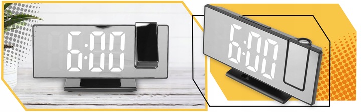 ZEGAR Budzik ELEKTRONICZNY z projektorem LED cyfrowy LUSTRO TERMOMETR 4w1