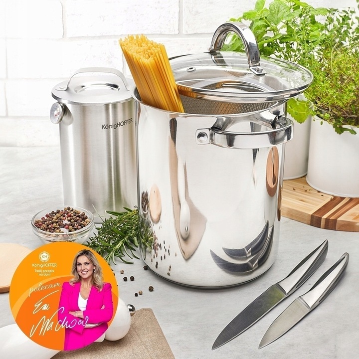 SZYNKOWAR z TERMOMETRE Zestaw Wędliniarski Garnek z SITKIEM 4L Konighoffer