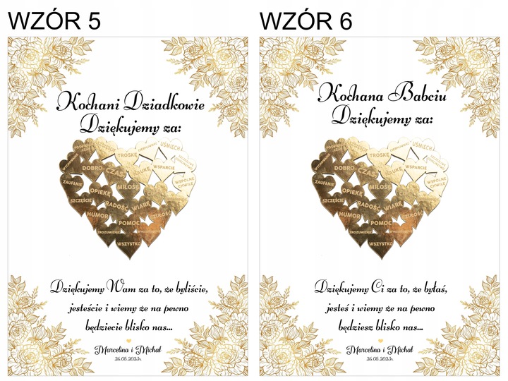 PODZIĘKOWANIE DLA RODZICÓW DZIADKÓW BABCI DZIADKA MAMY ŚLUB SERCE 3D RAMKA