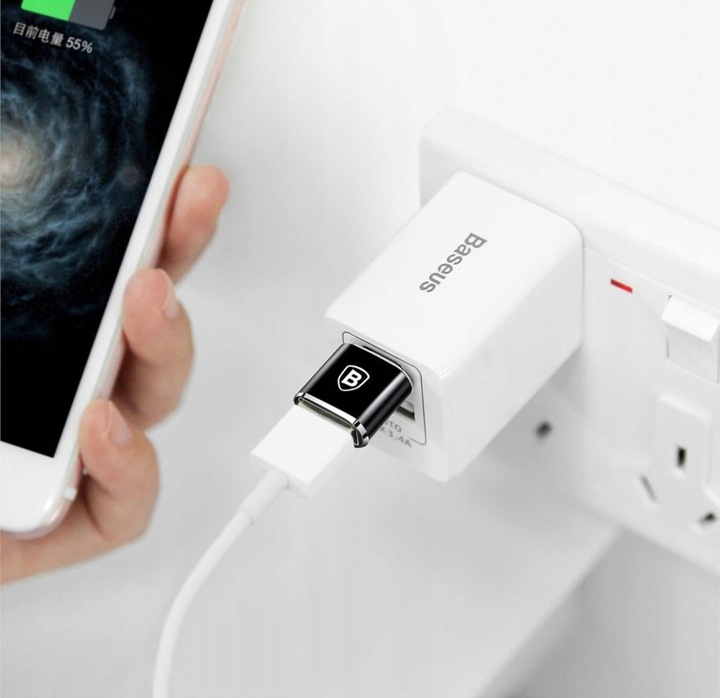 ADAPTER PRZEJŚCIÓWKA USB NA USB-C TYP C BASEUS OTG DO TELEFONU LAPTOPA 2SZT