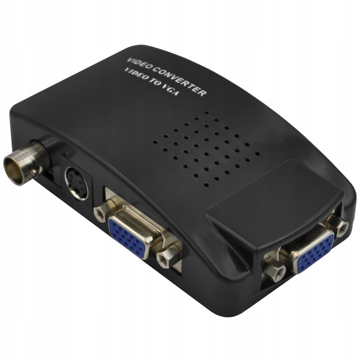 KONWERTER SYGNAŁU WIDEO S-VIDEO BNC AV VGA DO VGA Z PRZEWODAMI GRATIS