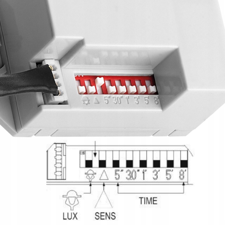 CZUJNIK RUCHU Z ZEWNĘTRZNYM SENSOREM 360° LED SONDA ZMIERZCHU PIR 230V MINI