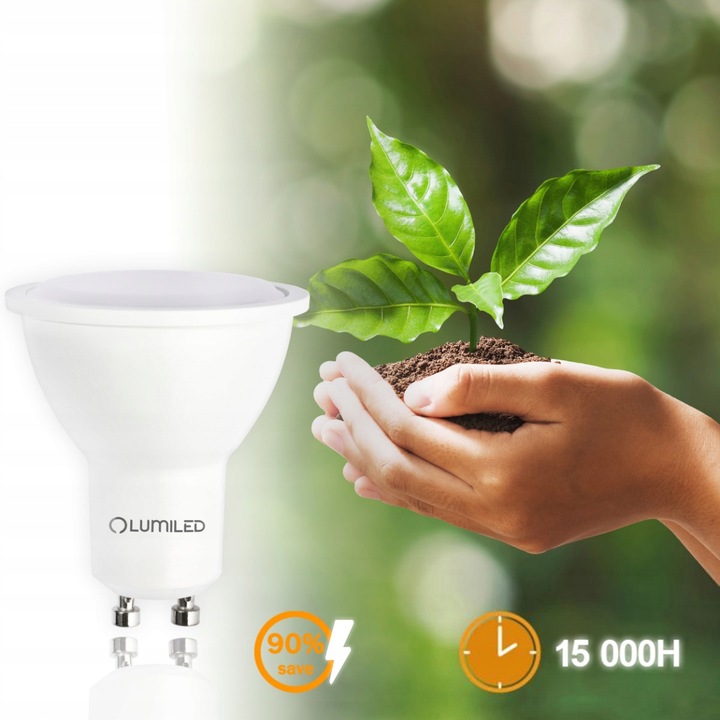 10x Żarówka LED GU10 6W 3000K BIAŁA CIEPŁA BARWA 120° WYDAJNA PREMIUM