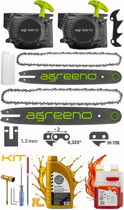 PIŁA SPALINOWA PILARKA ŁAŃCUCHOWA 5,7km 2x łańcuch prowadnica 2x Olej